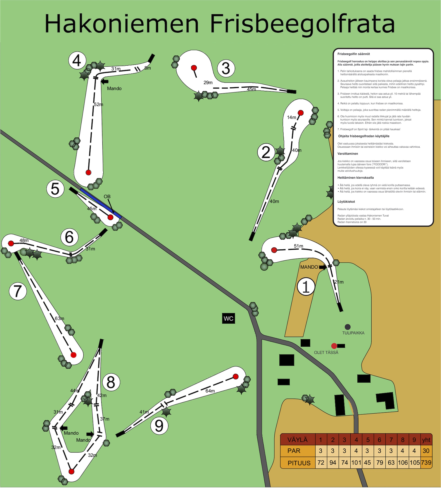 Map of the disc golf track